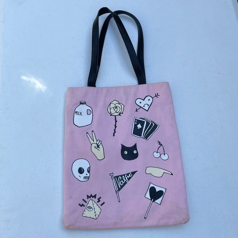 Rare Valfre Shoulder Bag Purse Pink Milk Bruno Cat Peace Sign - Picture 1 of 7